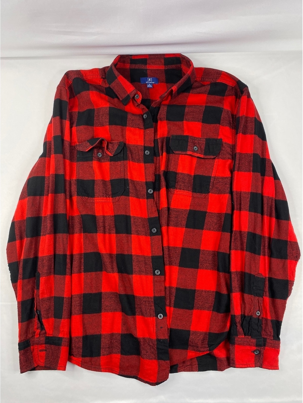 George Red Black Buffalo Plaid Flannel Shirt XL